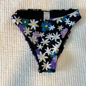 Xhileration high rise swim bikini bottom floral retro size medium